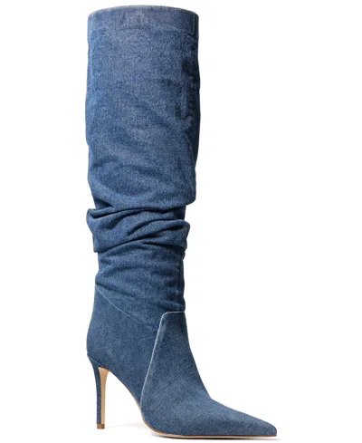 Michael Kors Michael  Women's Dawn Heeled Pointed Toe Boots In Blue