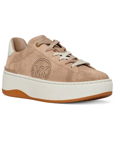 Michael Kors Michael  Women's Dottie Logo Lace-up Platform Sneakers In Brown