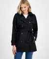 Michael Kors Michael  Women's Double-breasted Belted Hooded Coat, Exclusively At Macy's In Black