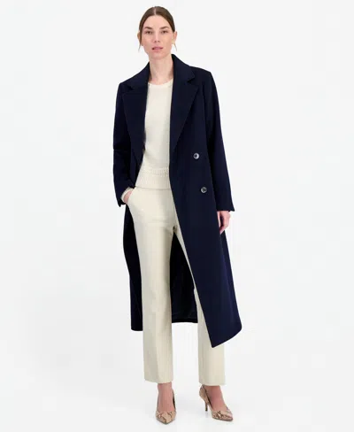 Michael Kors Michael  Women's Double-breasted Maxi Coat In Blue