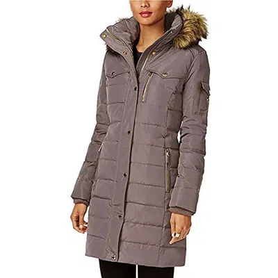 Pre-owned Michael Kors Michael  Women's Down Winter Coat With Faux Fur Hood In Black