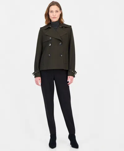 Michael Kors Michael  Women's Drapey Short Trench Coat In Ivy