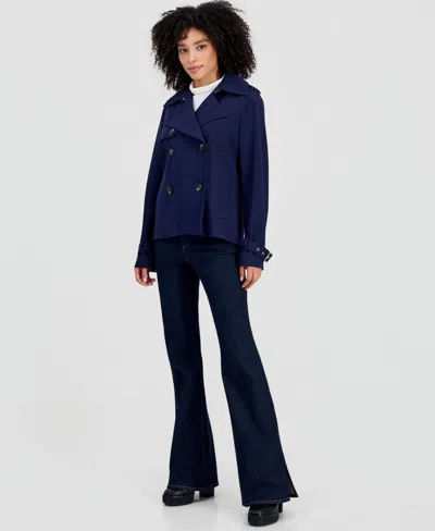 Michael Kors Michael  Women's Drapey Short Trench Coat In Midnight