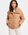 Michael Kors Michael  Women's Drawstring-collar Puffer Coat In Brown
