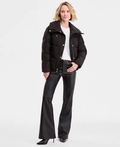 Michael Kors Michael  Women's Drawstring-collar Puffer Coat In Black