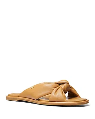 Michael Kors Elena Leather Slide Sandal In Pale Peanut