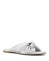 Michael Kors Michael  Women's Elena Knotted Strap Slide Sandals In Silver