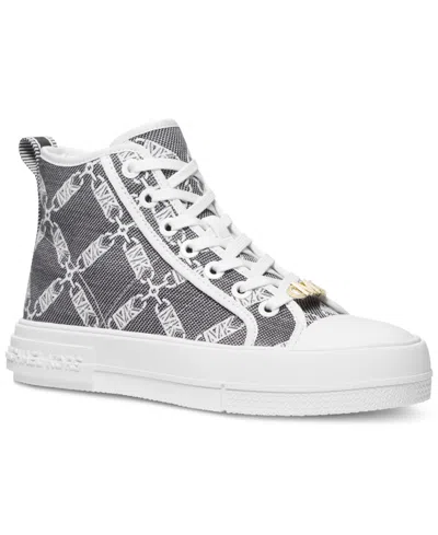 Michael Kors Evy Empire Logo Jacquard High-top Sneaker In Black,optic White