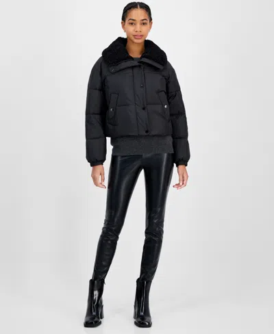 Michael Kors Michael  Women's Faux-fur-collar Puffer Coat In Black