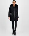 Michael Kors Michael  Women's Faux-fur-trim Hooded Puffer Coat In Black