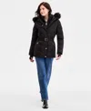 Michael Kors Michael  Women's Faux-fur-trim Hooded Puffer Coat In Black