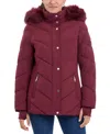 Michael Kors Michael  Women's Faux-fur-trim Hooded Puffer Coat, Created For Macy's In Dark Brandy