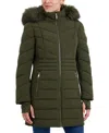 Michael Kors Michael  Plus Size Faux-fur-trim Hooded Puffer Coat, Created For Macy's In Olive