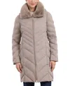 Michael Kors Michael  Plus Size Faux-fur-collar Packable Puffer Coat, Created For Macy's In Taupe