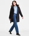 Michael Kors Michael  Women's Faux-fur-trim Hooded Puffer Coat, Exclusively At Macy's In Black