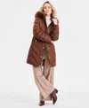 Michael Kors Michael  Women's Faux-fur-trim Hooded Puffer Coat, Exclusively At Macy's In Brown