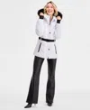 Michael Kors Michael  Women's Faux-fur-trim Hooded Puffer Coat In White
