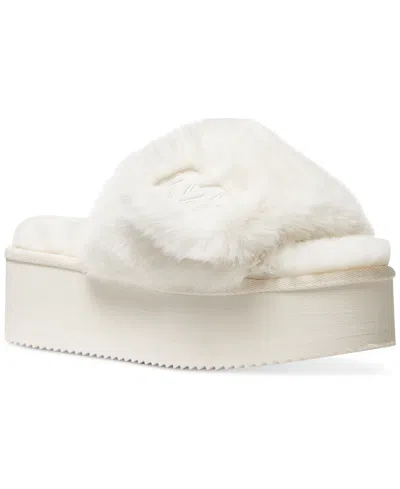 Michael Kors Michael  Women's Fifi Platform Slide Cozy Slippers In Cream