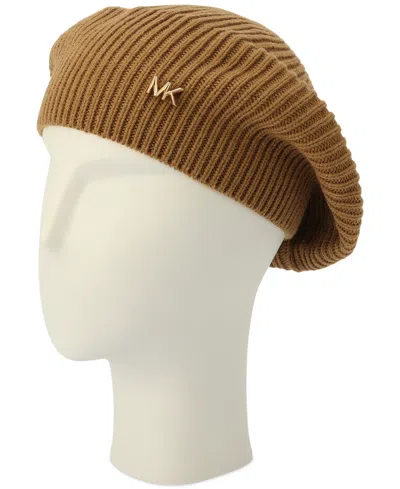 Michael Kors Michael  Women's Fine Rib Beret In Dark Camel