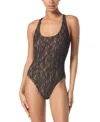 Michael Kors Michael  Women's Floral Lace Cross Back One-piece Swimsuit In Black