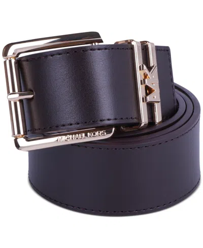Michael Kors Michael  Women's Genuine Leather Logo Belt In Chocolate