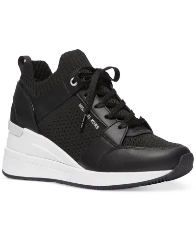 Michael Kors Michael  Women's Georgie Knit Lace-up Trainer Sneakers In Black