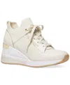 Michael Kors Michael  Women's Georgie Knit Lace-up Trainer Sneakers In Cream,pale Gold