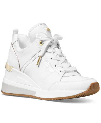 Michael Kors Georgie Low-cut Lace-up Sneakers In Optic White