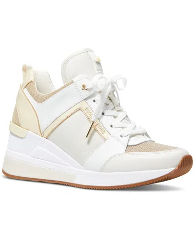 Michael Kors Georgie Knitted Sneakers In Pale Gold