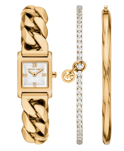 Michael Kors Michael  Women's Georgie Two-hand Gold-tone Stainless Steel Watch 19mm In Green