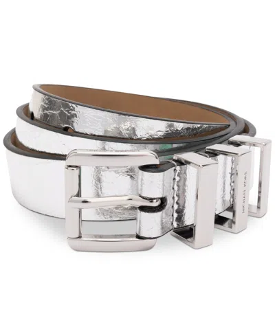 Michael Kors Michael  Women's Gold-tone Leather Belt In Metallic S