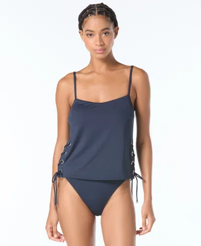 Michael Kors Michael  Women's Grommet-detail Tankini Top In Blue