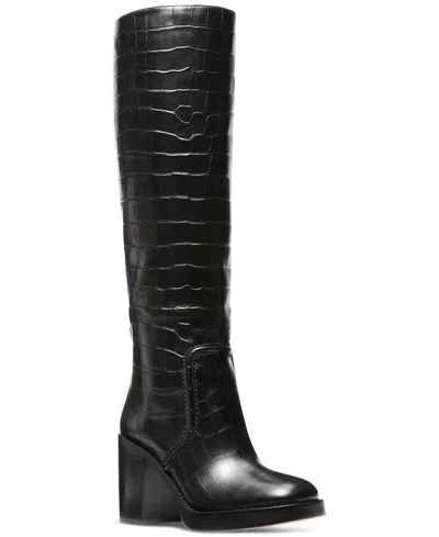 Michael Kors Michael  Women's Hayden Croc-embossed Boots In Black