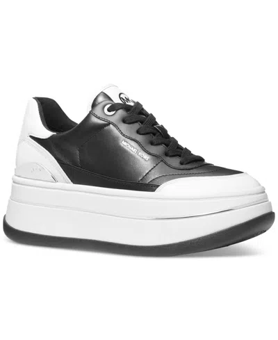 Michael Kors Michael  Women's Hayes Empire Logo Lace-up Platform Sneakers In Black,optic White