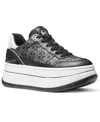 Michael Kors Michael  Women's Hayes Empire Logo Lace-up Platform Sneakers In Black,silver
