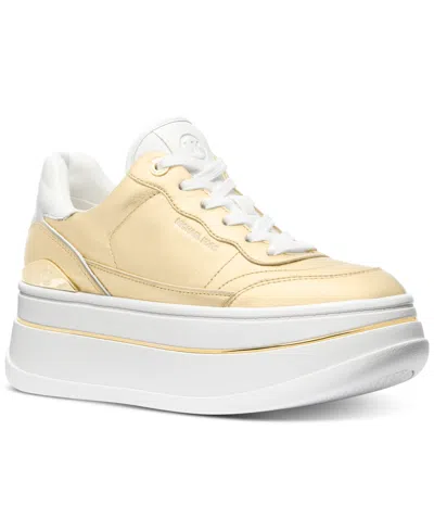 Michael Kors Michael  Women's Hayes Empire Logo Lace-up Platform Sneakers In Pale Gold