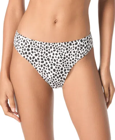 Michael Kors Michael  Women's High-leg Bikini Bottoms In White,black