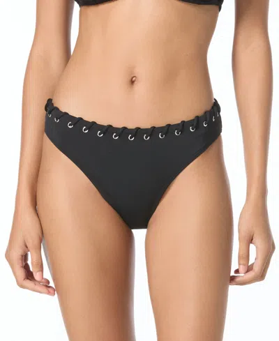 Michael Kors Michael  Women's High Leg Swim Bottoms In Black