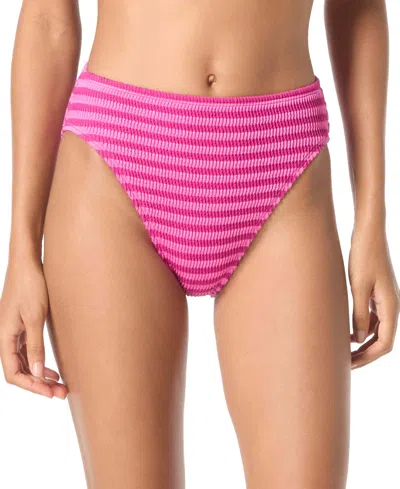 Michael Kors Michael  Women's High-rise Bikini Bottoms In Bright Wild Berry