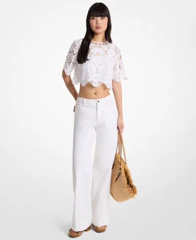 Michael Kors Michael  Women's High-rise Bootcut Cotton Jeans In White