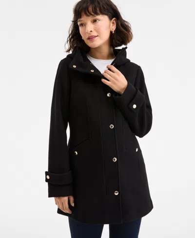 Michael Kors Michael  Women's Hooded Button-front Coat, Exclusively At Macy's In Black
