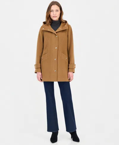 Michael Kors Michael  Women's Hooded Button-front Coat, Created For Macy's In Brown