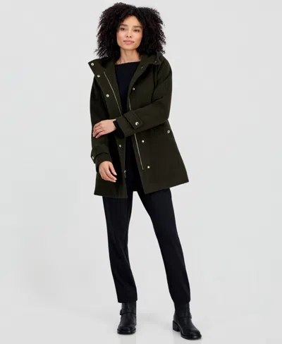 Michael Kors Michael  Women's Hooded Button-front Coat, Created For Macy's In Black