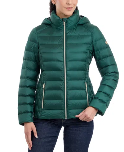 Michael Kors Michael  Women's Hooded Packable Down Puffer Coat, Created For Macy's In Dark Emerald