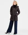 Michael Kors Michael  Womens Hooded Packable Puffer Coat Exclusively At Macys P Xss Xxl In Brown