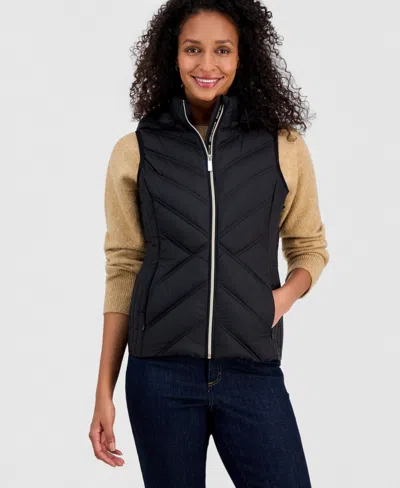 Michael Kors Michael  Women's Hooded Puffer Vest In Black