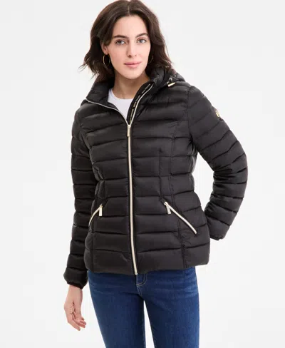 Michael Kors Michael  Women's Hooded Shine Packable Puffer Coat, Exclusively At Macy's In Black