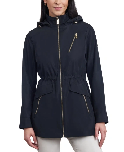 Michael Kors Michael  Women's Hooded Water-resistant Anorak Coat In Black
