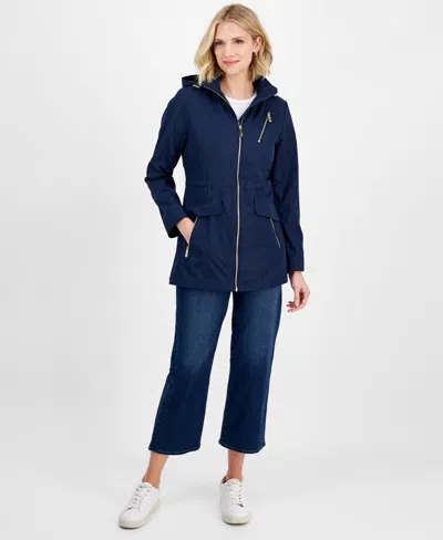 Michael Kors Michael  Women's Hooded Water-resistant Anorak Coat In Midnight
