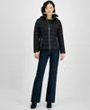 Michael Kors Michael  Women's Hooded Zip Packable Down Puffer Coat In Black